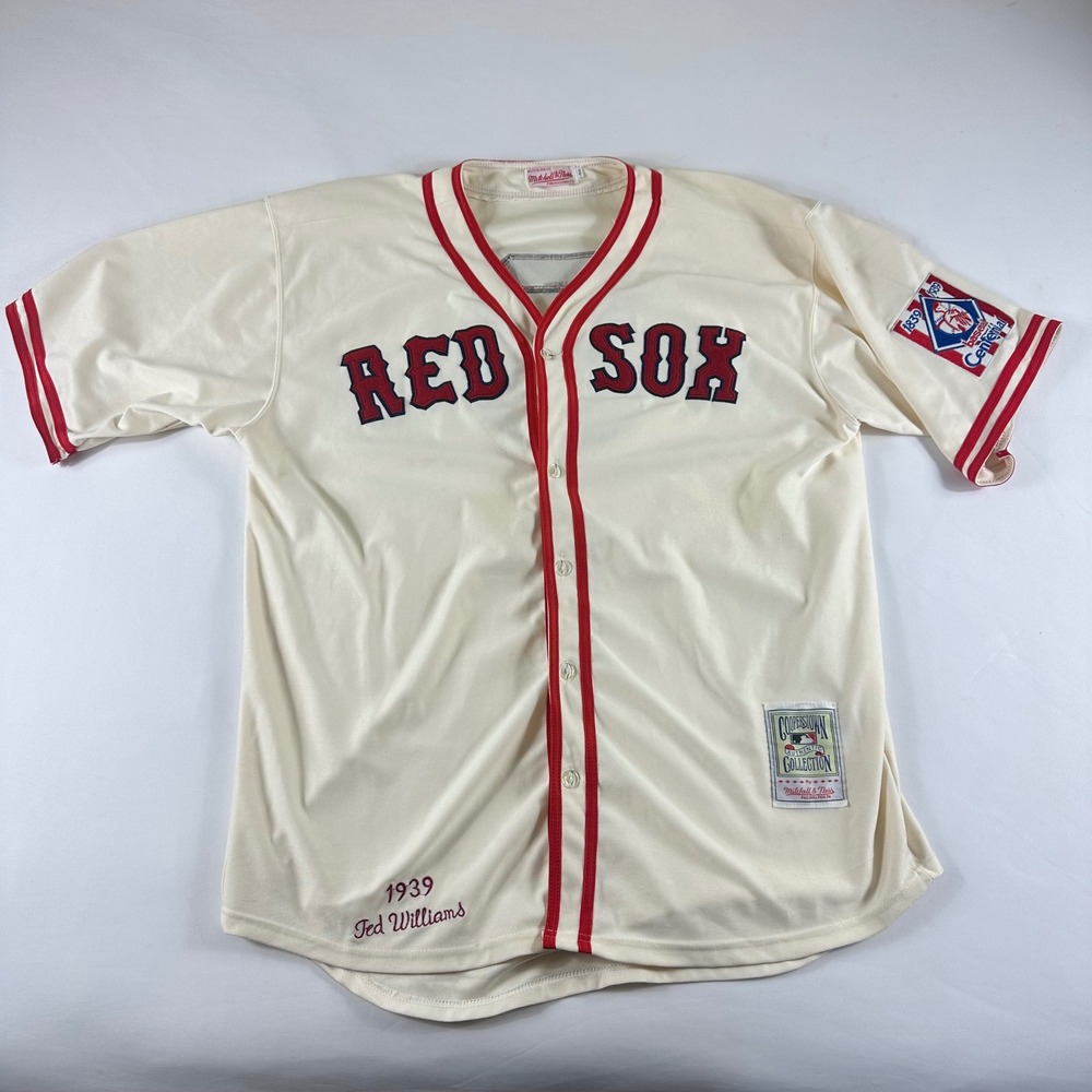 Mitchell Ness Boston Red Sox 1939 Ted Williams Baseball Jersey Size 52 Cream